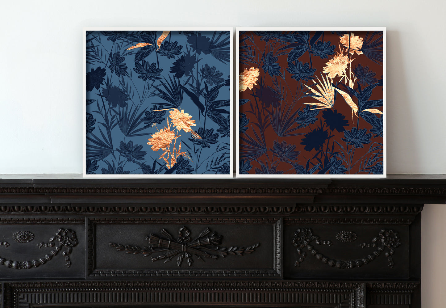 Floral Diptych Country Blue 2 Wall Art