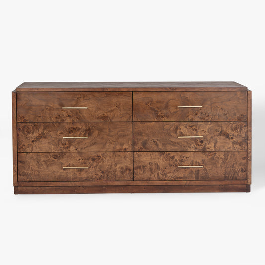 Wesley 6-Drawer Burl Dresser