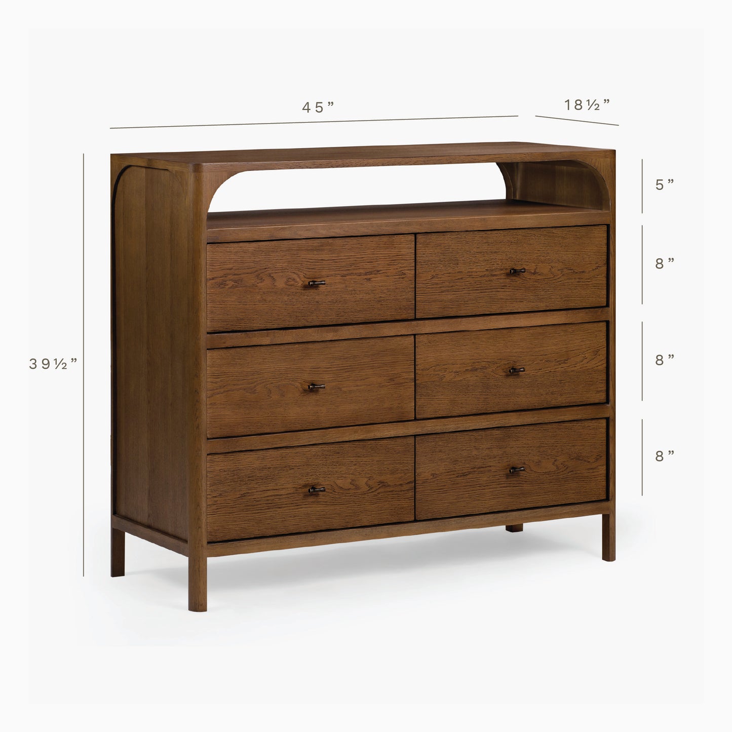 Cali 6-Drawer Oak Dresser