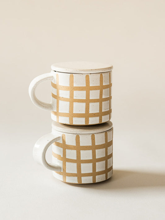 Speckle Grid Mug with Lid S2