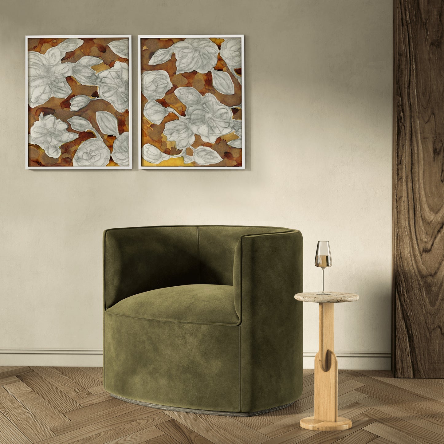 Charcoal Bloom Diptych 2 Wall Art