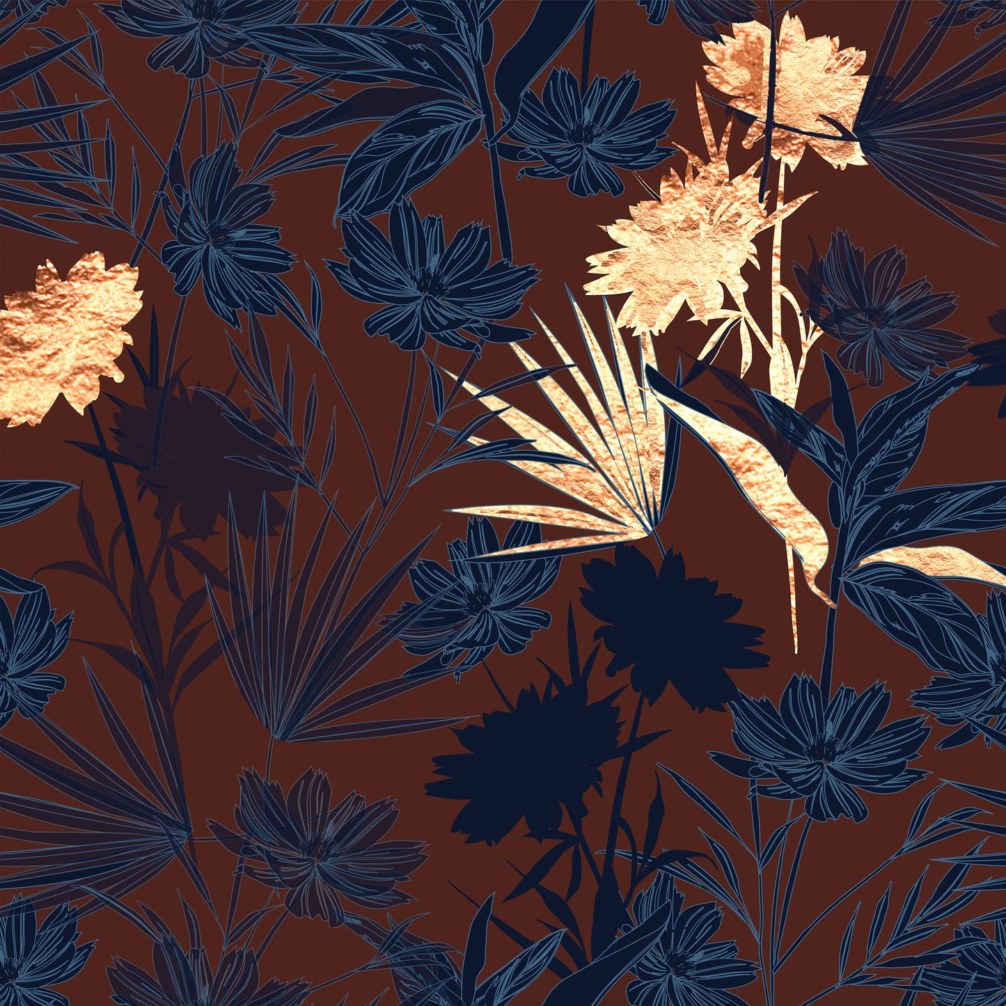 Floral Diptych Country Blue 1 Wall Art
