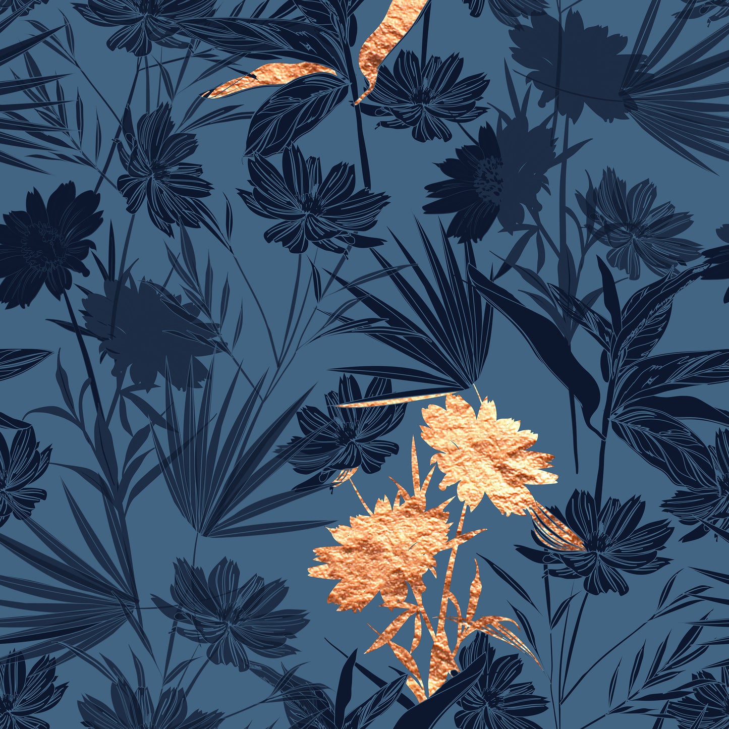 Floral Diptych Country Blue 2 Wall Art