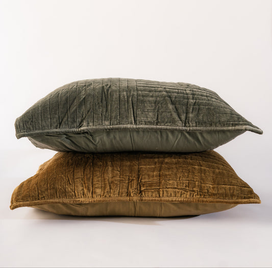 Channel Grid Velvet Shams S/2